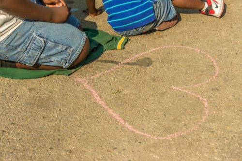 Photo of chalk heart drawing